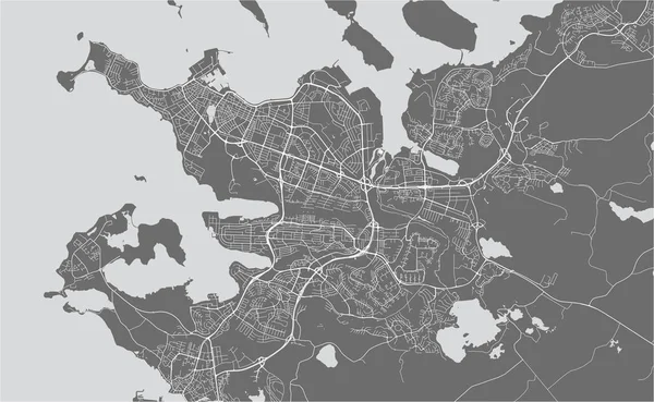 Karta över staden i Reykjavik, huvudstadsregionen, Island — Stock vektor