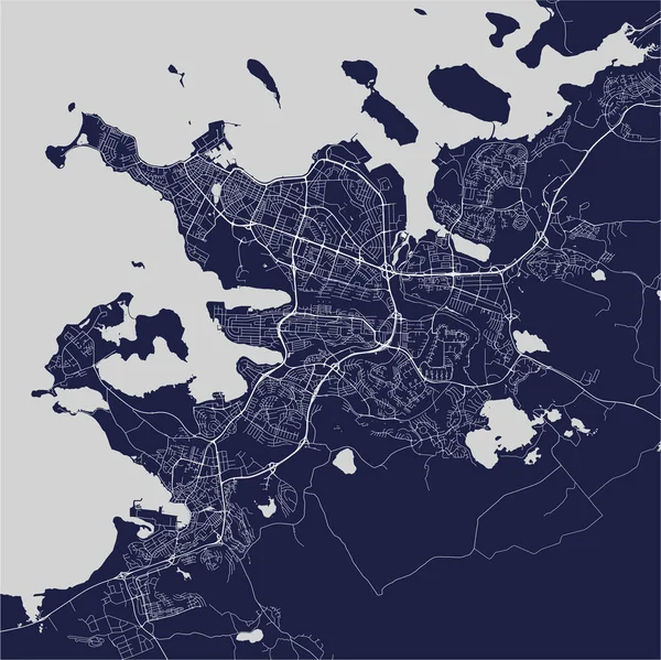 Karta över staden i Reykjavik, huvudstadsregionen, Island — Stock vektor
