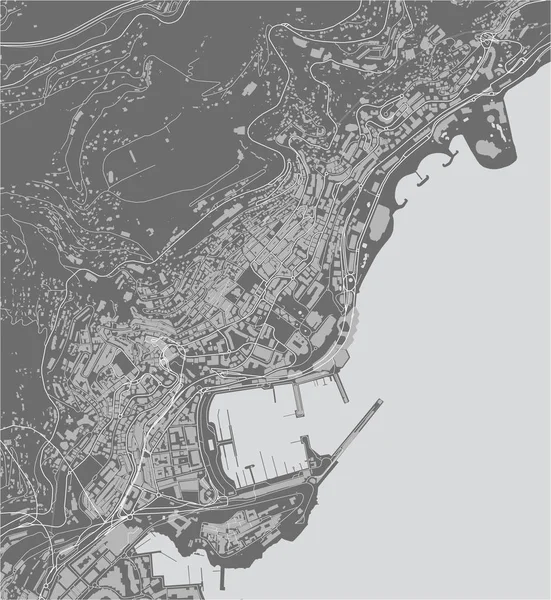 Mappa della città di Principato di Monaco, Costa Azzurra — Vettoriale Stock