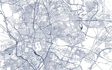 map of the city of Madrid, Spain clipart