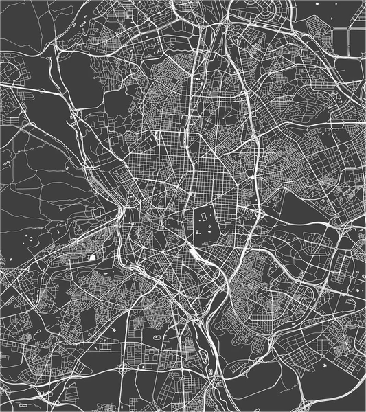 スペイン、マドリード市の地図 — ストックベクタ