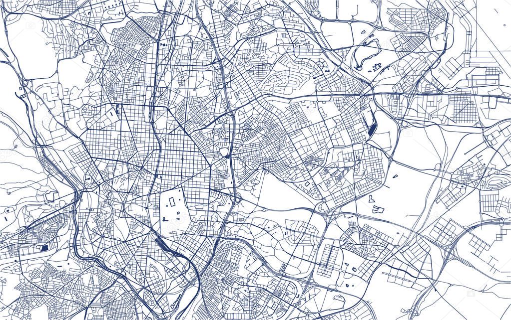 map of the city of Madrid, Spain