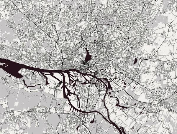 Mapa de la ciudad de Hamburgo,, Alemania — Archivo Imágenes Vectoriales