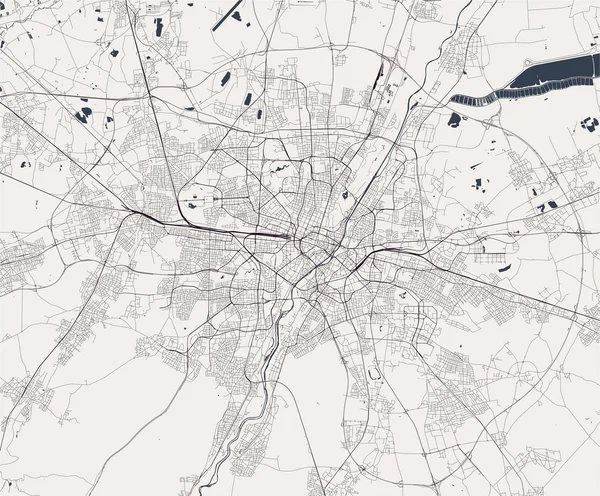 Mapa da cidade de Munique, Baviera, Alemanha — Vetor de Stock