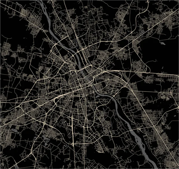 Karte der Stadt Warschau, Polen — Stockvektor