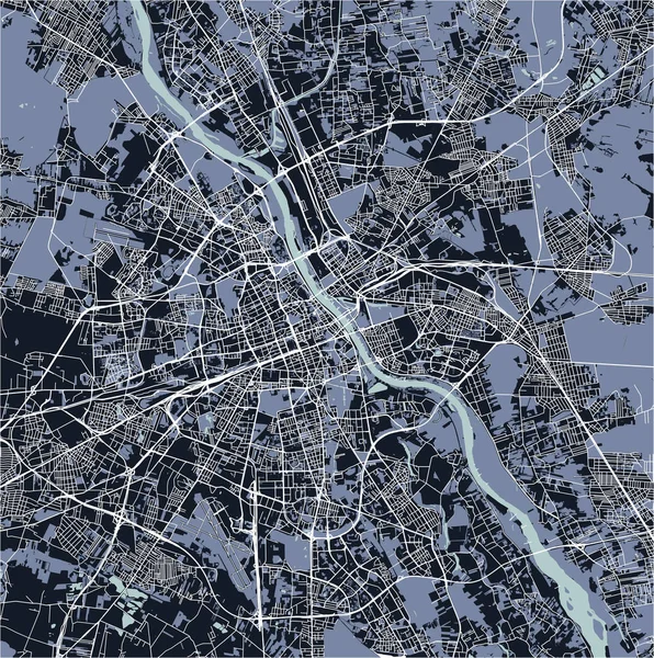 Mapa da cidade de Varsóvia, Polônia — Vetor de Stock