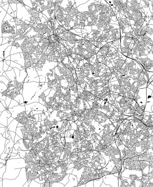 Vektör harita city Birmingham, Wolverhampton, İngiltere'de İngiliz Midlands, İngiltere