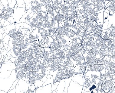 Vektör harita city Birmingham, Wolverhampton, İngiltere'de İngiliz Midlands, İngiltere
