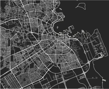 Doha, Katar harita illüstrasyon