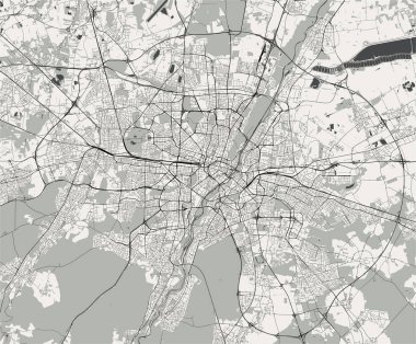 Münih, Bavyera, Almanya'nın şehrin vektör harita