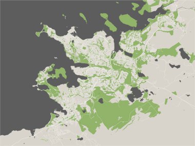 Reykjavik şehir, Capital Region, İzlanda'daki harita illüstrasyon