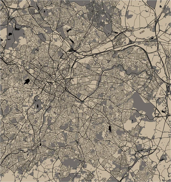 Vektorkarte Der Stadt Birmingham Wolverhampton English Midlands United Kingdom England — Stockvektor