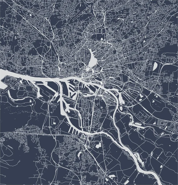 Vektorkarte Der Stadt Hamburg Freie Und Hansestadt Hamburg Deutschland — Stockvektor