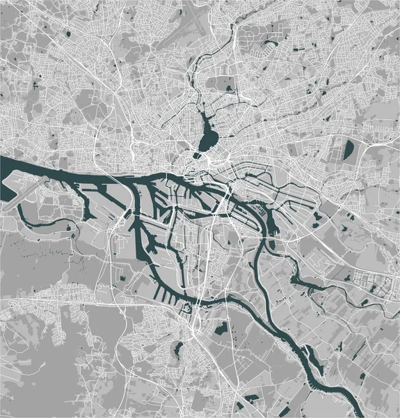 汉堡市的矢量地图 德国汉堡的自由和汉萨城 — 图库矢量图片