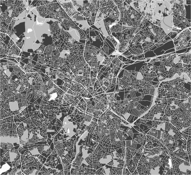Vektör harita city Birmingham, Wolverhampton, İngiltere'de İngiliz Midlands, İngiltere