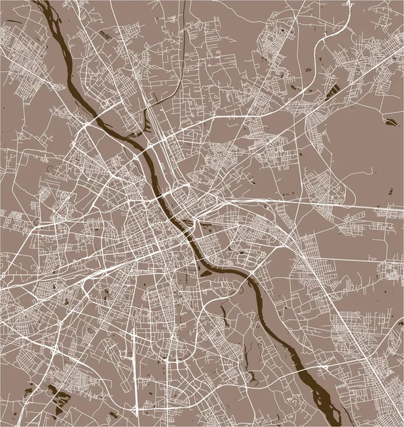 Wektor Mapa Miasta Warszawa Polska — Wektor stockowy