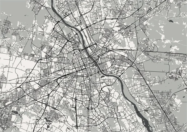 Mappa Vettoriale Della Città Varsavia Polonia — Vettoriale Stock