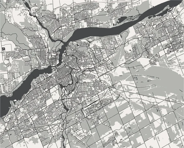 Karta över staden i Ottawa, Ontario, Kanada — Stock vektor