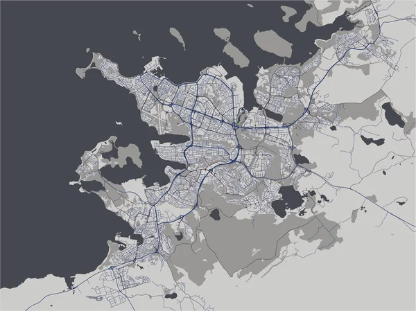 Carte de la ville de Reykjavik, région de la capitale, Islande — Image vectorielle