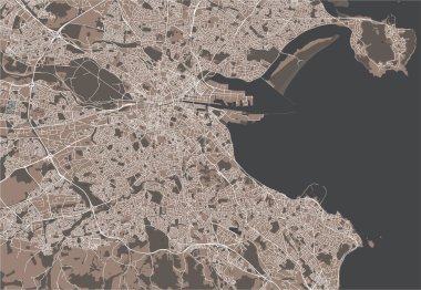 Dublin, İrlanda'nın şehrin vektör harita