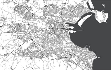 Dublin, İrlanda'nın şehrin vektör harita