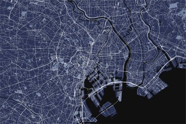 Tokyo şehri, Kanto, ada Honshu, Japonya Haritası