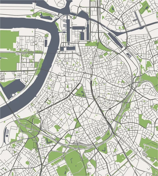 Векторная Карта Города Антверпен Бельгия — стоковый вектор