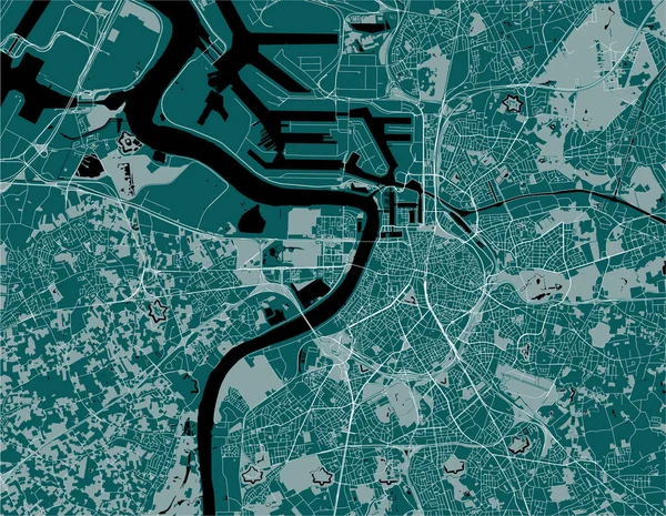 Vektorkarte Der Stadt Antwerpen Belgien — Stockvektor