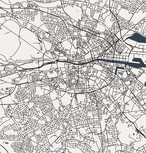 Mapa Vetores Cidade Dublin Irlanda — Vetor de Stock