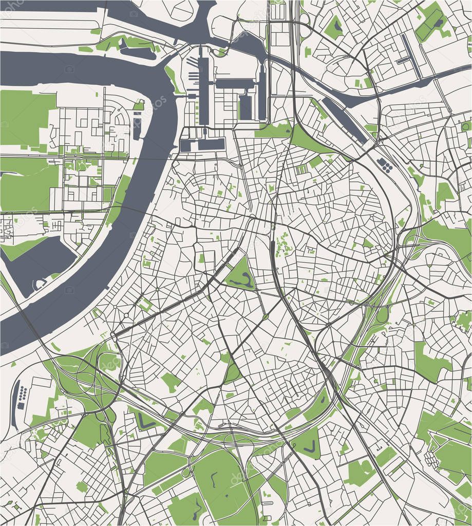 vector map of the city of Antwerp, Belgium