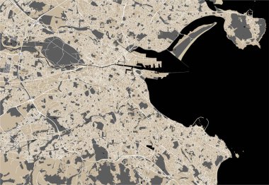 Dublin, İrlanda'nın şehrin vektör harita