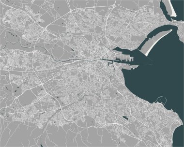 Dublin, İrlanda'nın şehrin vektör harita
