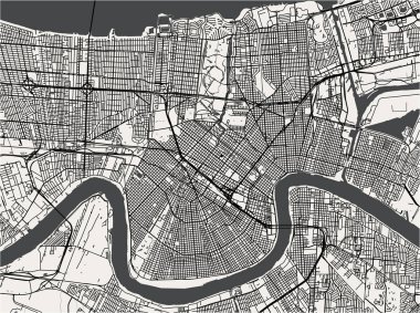 vector map of the city of New Orleans, Louisiana, USA clipart