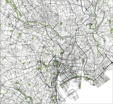 vektör harita city Tokyo, Kanto, Island Honshu, Japonya