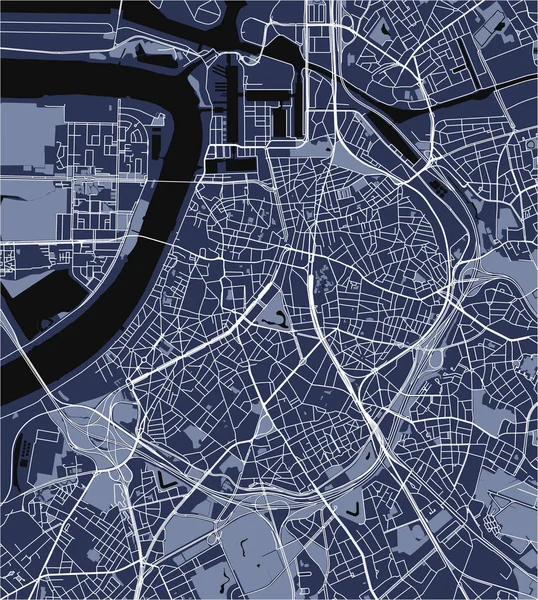 Mapa Vectorial Ciudad Amberes Bélgica — Archivo Imágenes Vectoriales