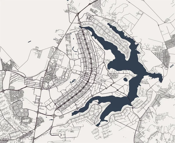 巴西首都巴西利亚市矢量地图 — 图库矢量图片
