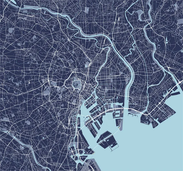 Mapa Vectorial Ciudad Tokio Kanto Isla Honshu Japón — Vector de stock