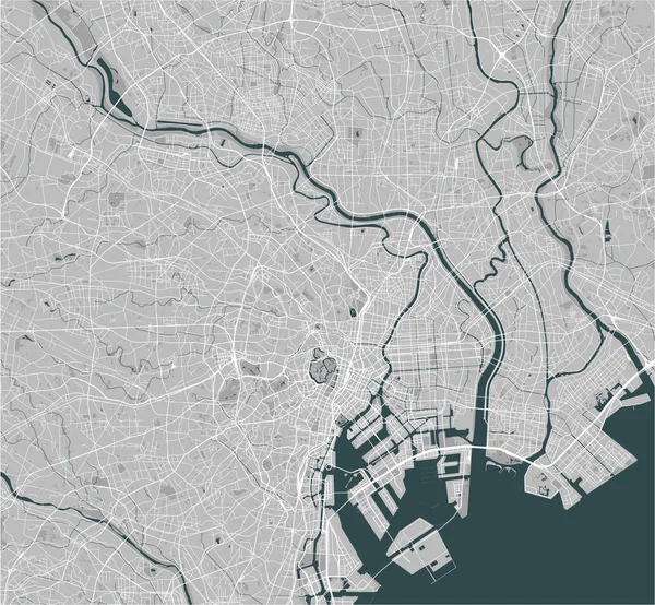 Mapa Vetorial Cidade Tóquio Kanto Ilha Honshu Japão — Vetor de Stock