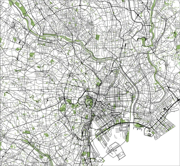 Vektorkarte Der Stadt Tokio Kanto Insel Honshu Japan — Stockvektor