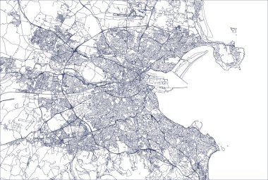 Dublin, İrlanda'nın şehrin vektör harita