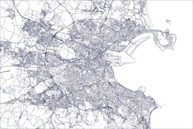 Vector map of the city of Dublin, Ireland clipart