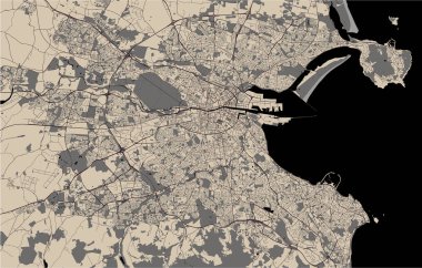 Dublin, İrlanda'nın şehrin vektör harita