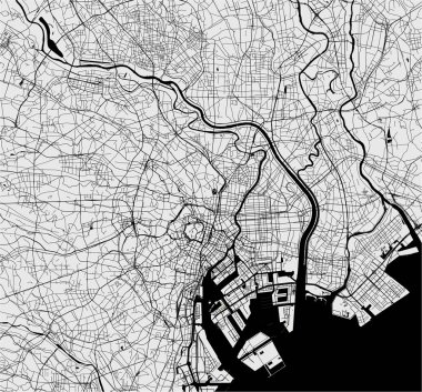 vektör harita city Tokyo, Kanto, Island Honshu, Japonya
