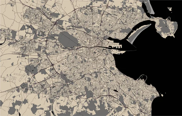 Dublin, İrlanda'nın şehrin vektör harita