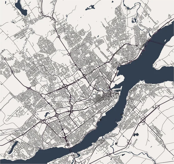 Mapa Vectorial Ciudad Quebec Canadá — Archivo Imágenes Vectoriales
