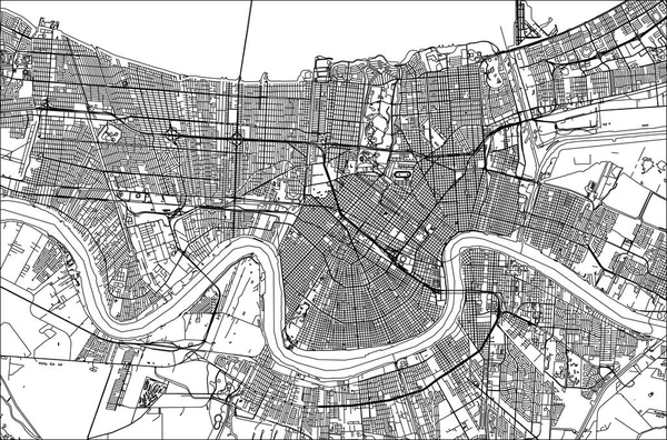 ニユー オーリンズ ルイジアナ 米国の都市のベクトル地図 — ストックベクタ