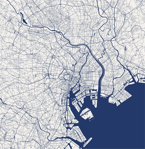 vektör harita city Tokyo, Kanto, Island Honshu, Japonya