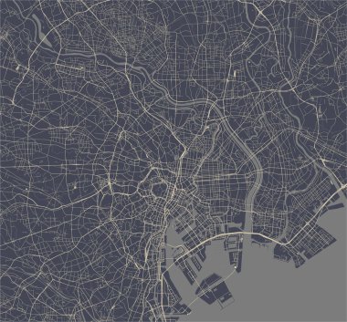 vektör harita city Tokyo, Kanto, Island Honshu, Japonya