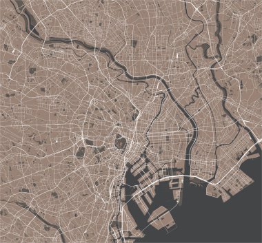 vektör harita city Tokyo, Kanto, Island Honshu, Japonya