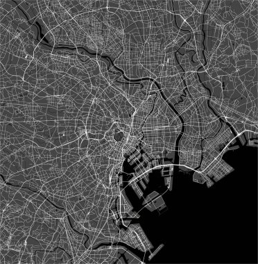 vektör harita city Tokyo, Kanto, Island Honshu, Japonya